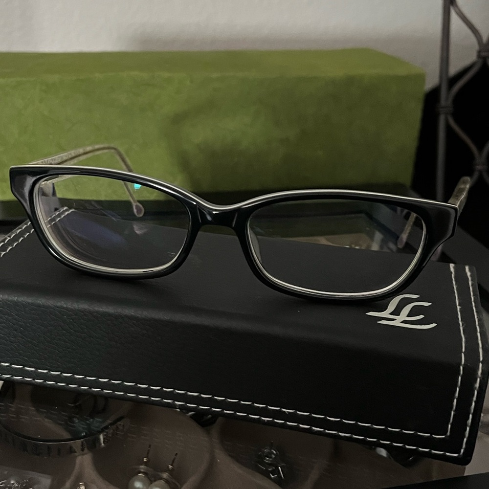 Lisa Loeb Chic Black Eyeglasses with Case